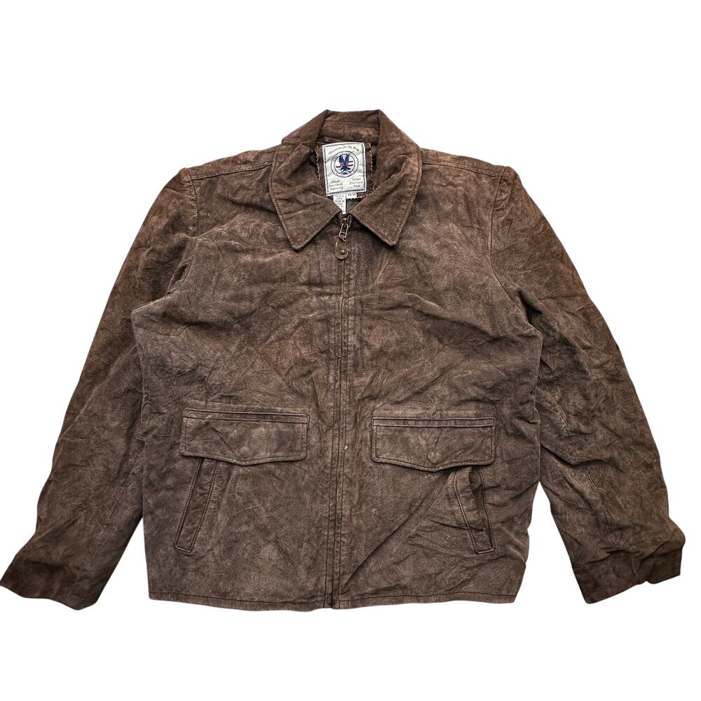 Vintage JLC Bomber Suede Leather Jacket Mens Medium Brown Quilt Lined